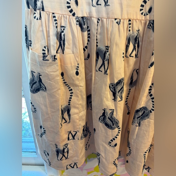 Modcloth Lemur Print Dress in Cream and Black - Picture 2 of 4